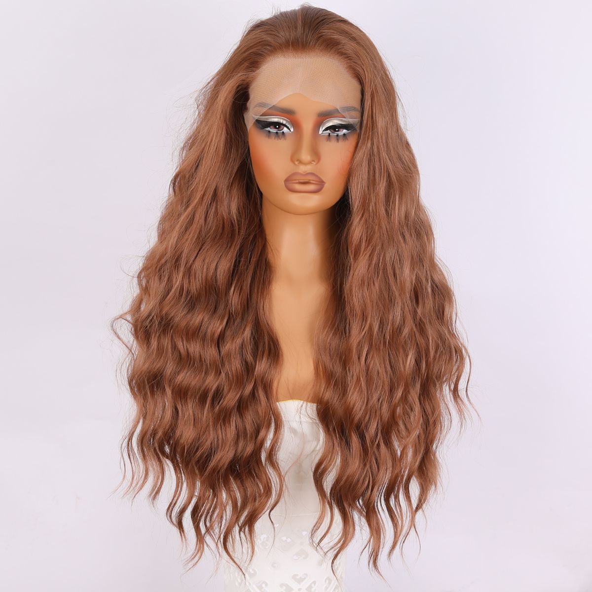 Parrucca frontale in pizzo adatta per capelli naturali da donna, capelli sintetici, parrucca in pizzo quotidiano, parrucca castana lunga, capelli da gioco di ruolo_voghion.com