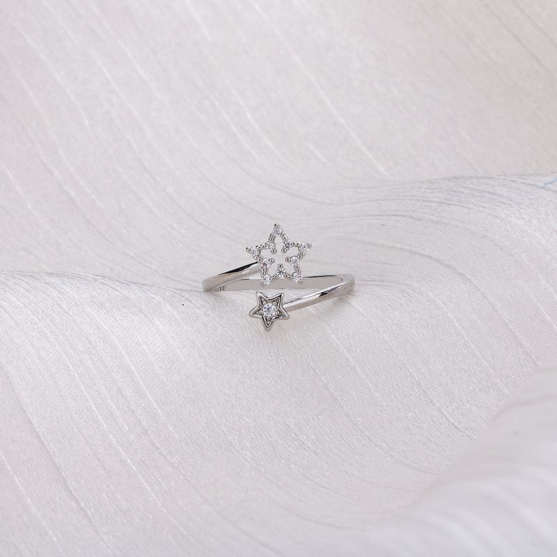 Stamp VENUS Sier Gold Color Star Ring for Women Girl Birthday Gift Zircon Sweet Korean Jewelry  Dropshipp_voghion.com