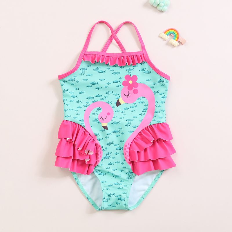 Mother & Kids New Girls One Piece Swimsuit Cute Ruffled Cartoon Baby Girl Swimsuit High Quality Comfortable High Elastic High Quality_voghion.com