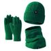 Autumn And Winter Woolen Outdoor Warm Thick Veet Hat Neck Gloves Three-piece Set_voghion.com