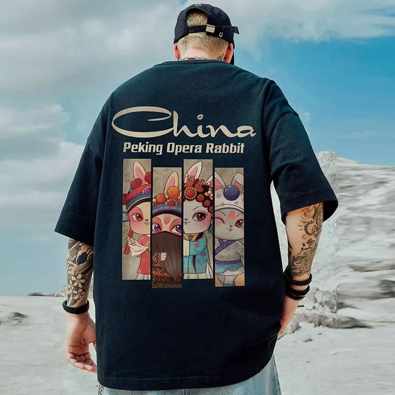 C&JNuovo stile manica corta moda uomo Cina-Chic T-shirt moda uomo grasso stile cinese moda allentata grande metà_voghion.com