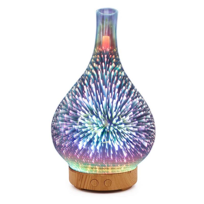 3D-Kristallglas-Luftbefeuchter mit Aromatherapie und Nachtlicht – 7-farbige LED, Stromversorgung über USB, flüsterleise (<36 dB), 0,5-l-Wassertank für Zuhause, Büro_voghion.com