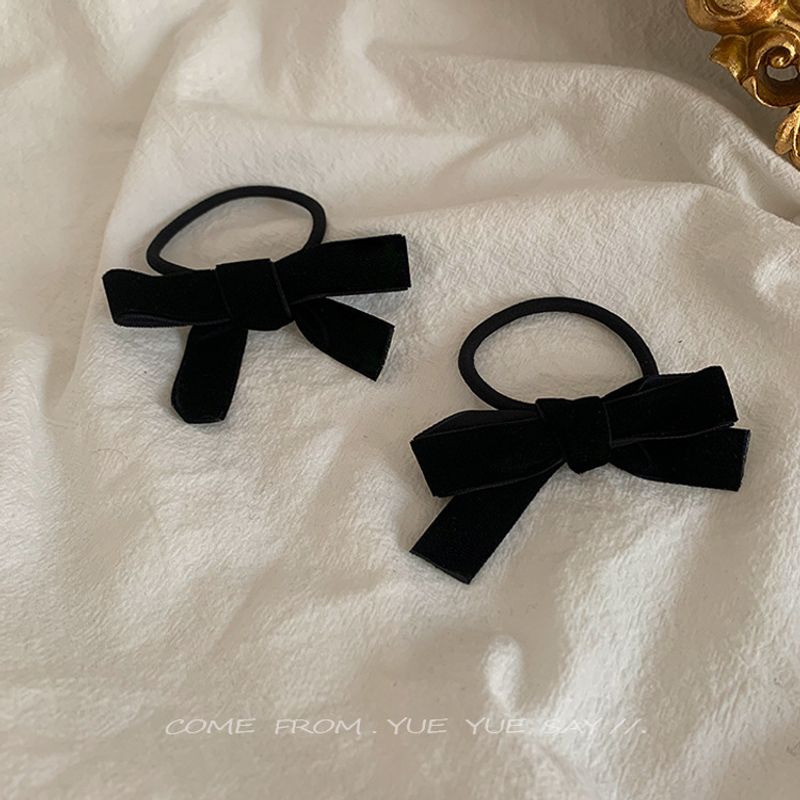 Doppia coda di cavallo piccola corda per capelli fiocco di velluto nero fascia per capelli Corea del Sud retrò Super fata temperamento celebrità di Internet dolce testa corda elastico_voghion.com