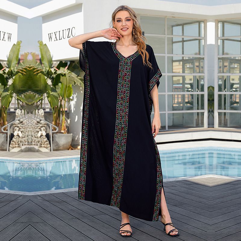 Robe de plage longue et fluide en coton brodé pour femme, idéale pour la piscine et les vacances_voghion.com