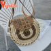 Runde Stroh Strandtasche Vintage handgefertigt gewebt Schultertaschen Bast Kreis Rattan Bohemian Sommer Urlaub Diagonal Pack_voghion.com