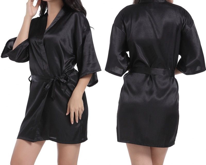 Men's Sleep Silk Satin Kimono Robe Glossy Solid Color Thin Cardigan Robe Summer Sexy Short Bathrobe_voghion.com