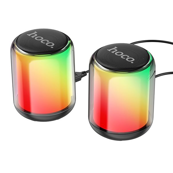 HOCO Speakers PC Sound Box HIFI Stereo Microphone USB Wired 3.5mm audio jack with RGB color light for Desktop Computer_voghion.com