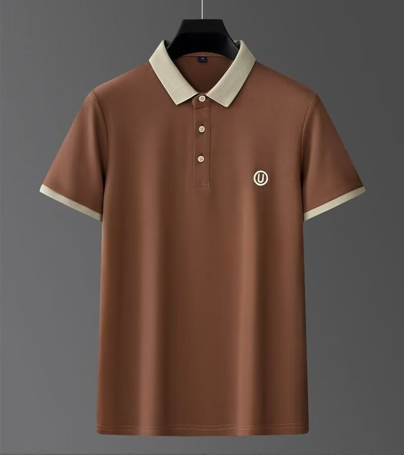 Men's Clothing New Summer Men's Polo Shirt Short Sleeve Business Casual Contrast Collar Lapel Top T Shirt Trendy Half Sleeve_voghion.com