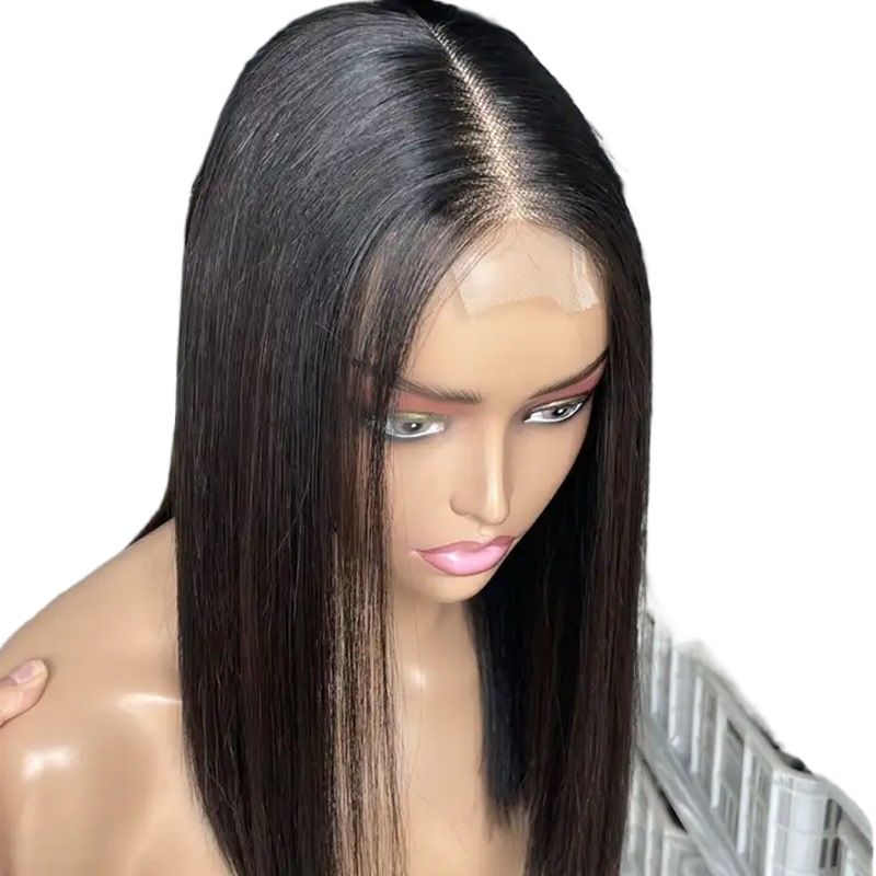 14A Double Drawn 200% Dichte Brasilianische 2*6 Kim Closure Bob Double Drawn Hair Bone Seidige glatte Echthaarperücken_voghion.com