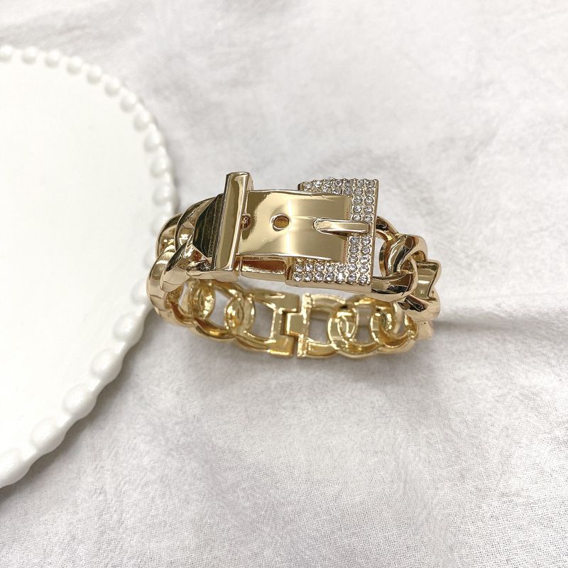 Inlaid Bracelet Style High-End Light Luxury Chain Buckle Belt Alloy Women's Gold-Plated Fashion Accessories_voghion.com