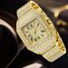 Men's Stylish Square Diamond Quartz Watch With Date Function - Elegant Business Casual Wristwatch For Men Square Diamond Calendar Watch Clock_voghion.com