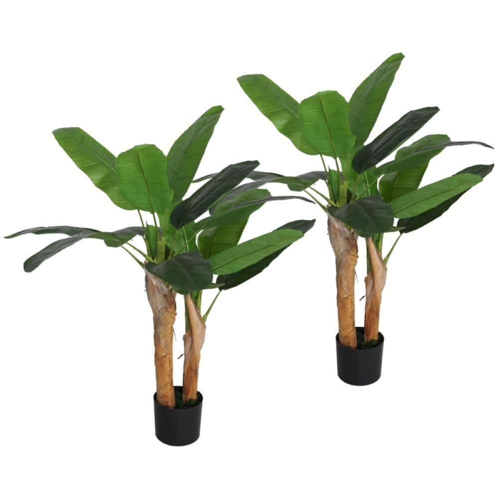 Künstlicher Bananenbaum 2er Set Groß 120 Cm Kunstpflanze, Pflanzen Bananenbaum Wie Echt Mit Topf, Kunstmoos, Kunstgras Für Wohnzimmer Schlafzimmer_voghion.com