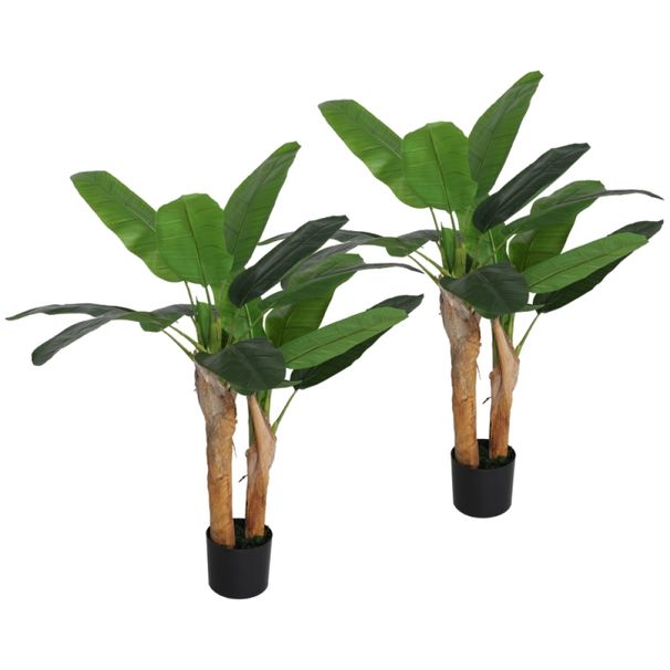 Künstlicher Bananenbaum 2er Set Groß 120 Cm Kunstpflanze, Pflanzen Bananenbaum Wie Echt Mit Topf, Kunstmoos, Kunstgras Für Wohnzimmer Schlafzimmer_voghion.com
