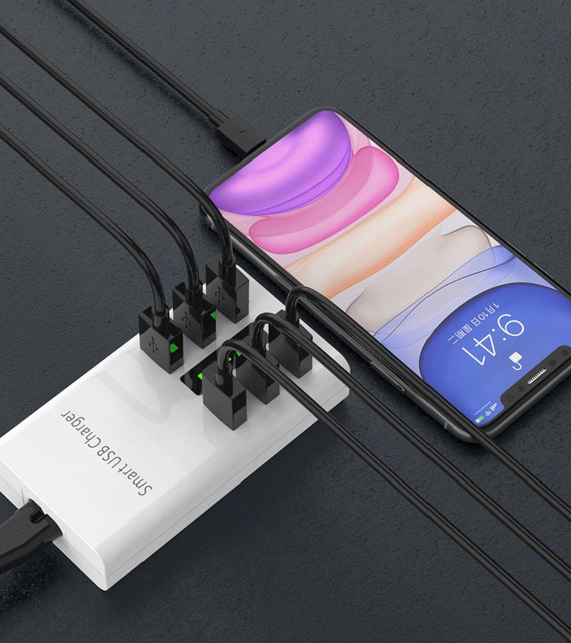 6-port 30W high-power portable charging source adapter for Apple Android mobile phone USB charger_voghion.com