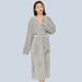 Soft Touch Micro Fleece Hooded Bathrobe Plush Long Spa Robe Absorbent Bathrobe_voghion.com