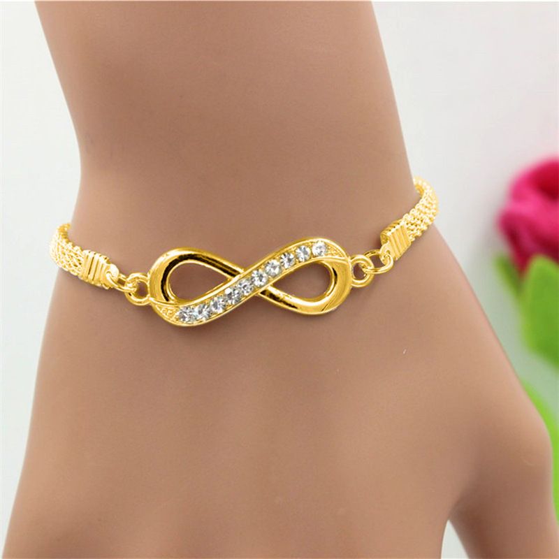 Unique Infinite Figure-8 Bracelet Versatile Heart Open Bangle Inlaid With Diamonds Infinity Symbol Alloy 3-Piece Set For_voghion.com