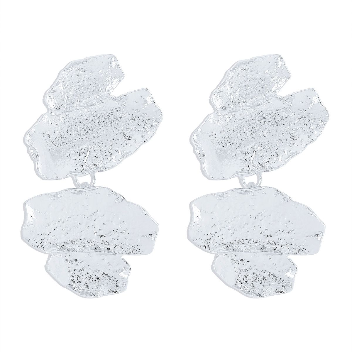 E11756 fashionable irregular niche alloy ZA exaggerated geometric multi-layer splicing earrings_voghion.com