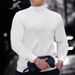 Autumn/Winter Men's Solid Color High-Neck Sweater European Size Fashion Twisted Cable-Knit Pullover Base Layer_voghion.com