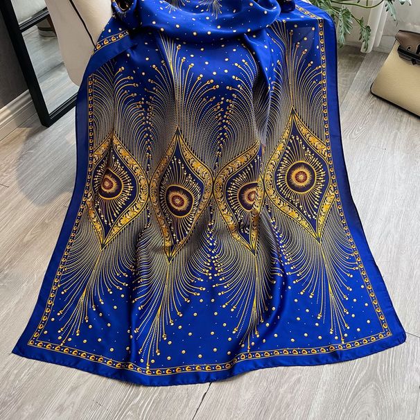 Spring Summer New Peacock Silk Women, Elegant and Versatile Long Shawl for Tourism, Sun Protection Scarf_voghion.com
