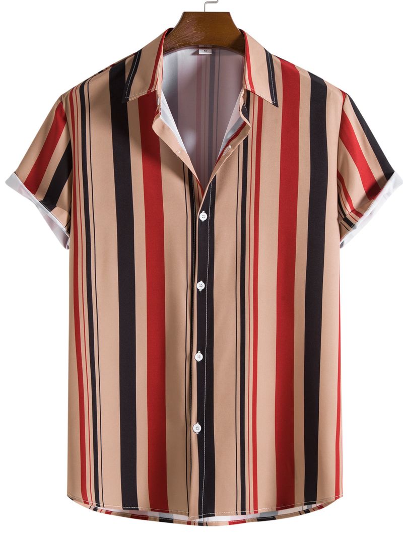 Abbigliamento uomo Estate Nuova camicia a righe Camicia casual da uomo Manica corta Shopify_voghion.com