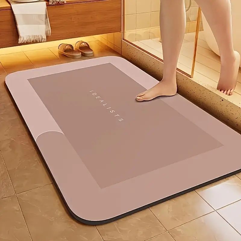Super Absorbent Diatomaceous Earth Bath Mat, Fast Drying, Anti Slip And Absorbent Floor Mat, Soft And Comfortable Bathroom Mat Suitable For Shower, Laundry Room, Bedroom, Living Room, Door Mat_voghion.com