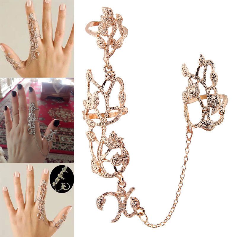Anello regolabile monoblocco con fiore di rosa intarsiato con strass_voghion.com