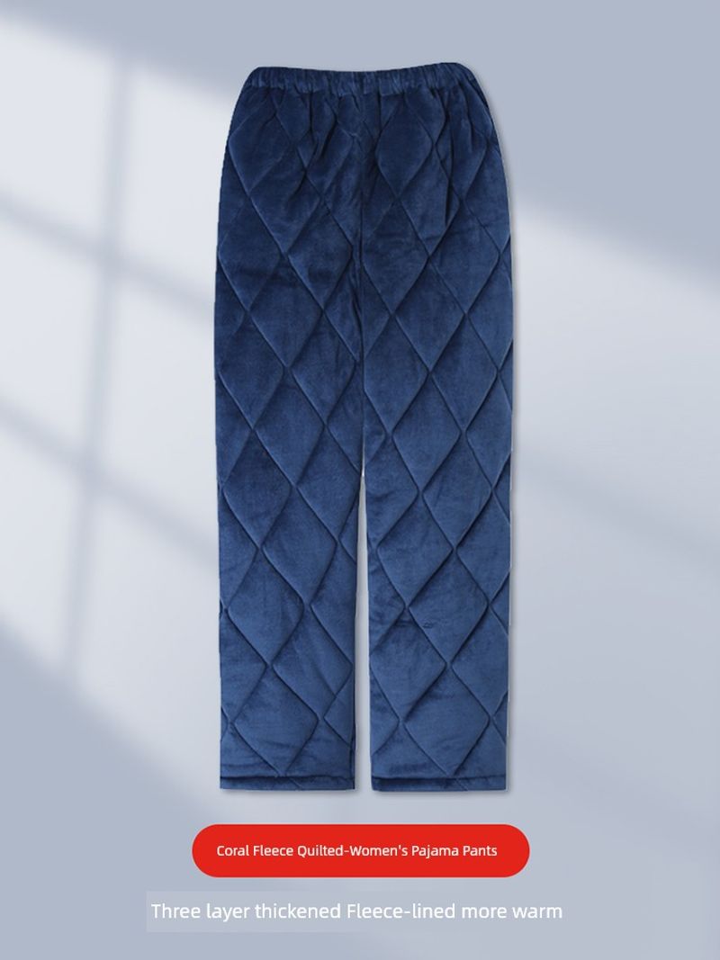 Nanjiren Dreilagige, gesteppte, mit Fleece verdickte Pama-Hose für Damen_voghion.com