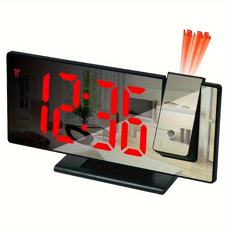 1 buc., ceas cu oglindă LED, ceas deșteptător cu proiecție 3D mare cu oglindă, afișaj temperatură și luminozitate automată - perfect pentru dormitor și noptieră_voghion.com