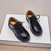 Boys' Leather New Black British Style Student Children's Round Toe Soft Sole Performance Little Flower Boys Show Shoes_voghion.com