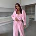 "Women's Zip-Up Hoodie & Wide-Leg Pants Set - Cotton-Polyester Blend Lounge Wear With Adjustable Drawstrings (Pink/Coffee/Orange/Light Gray/Cyan)_voghion.com