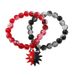 Braccialetto magnetico per coppie in stile gotico, con perline rotonde in vetro esplosivo tritato con ghiaccio da 10 mm, nero e rosso._voghion.com