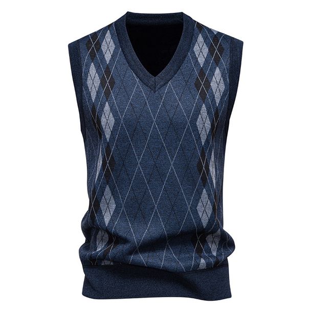 Pullover für Herrenbekleidung, modischer Freizeitpullover, schmale Passform, V-Ausschnitt, mit Fleece gefütterte Strickweste für Herren – stilvoller Freizeitpullover für den Alltag_voghion.com