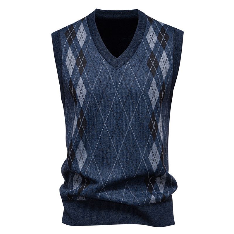 Suéter informal de moda para hombre, ajustado, con cuello en V y forro polar, chaleco de punto - Elegante jersey informal para uso diario_voghion.com