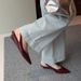 Lancui Nude Wedge Half Slippers For Women Summer Outdoor Patent Leather Chunky Heel Closed Toe Sandals Slim Pointed High_voghion.com