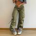 Women's Clothing Retro Overalls Pocket Stitching Mid Rise Wide Leg Drawstring Casual Solid Color Hottie Pants_voghion.com