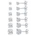 Women's Jewelry Elegant 6-Pair CZ Stud Earrings Set Geometric Round Cut Prong Setting, Hypoallergenic Earrings Daily Round Diamond Zircon Earrings Set_voghion.com
