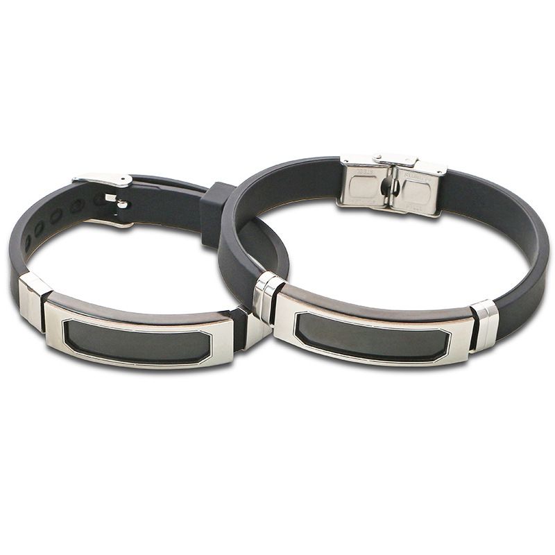 Trendy Silicone Creative Personality Simple DIY Engraving Stainless Steel Men's Bracelet Non-Fading_voghion.com