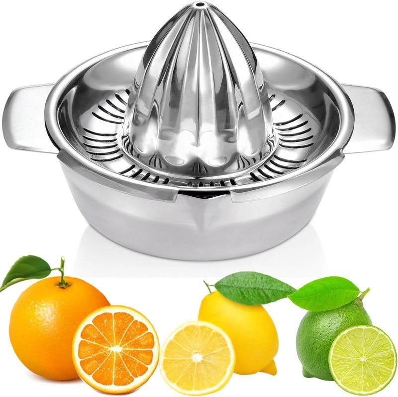 Stainless Steel Citrus Press - Manual Rotary Juicer With 10oz Bowl_voghion.com