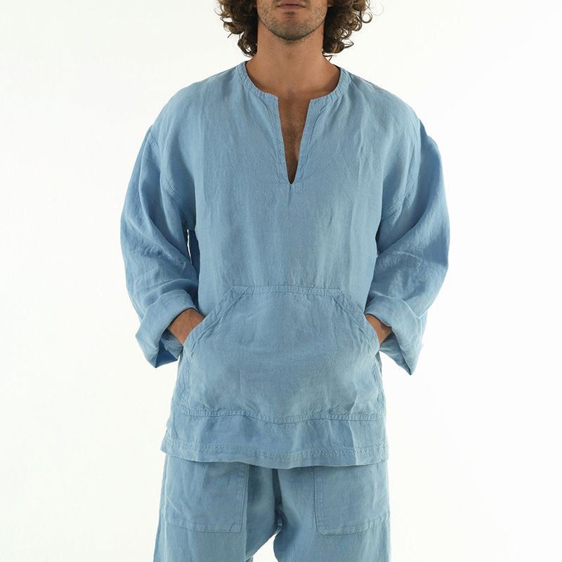 Lässiges Herren-Top mit V-Ausschnitt für den Frühherbst, lockere Shorts, Sportbekleidung für Herren_voghion.com