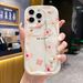 Case For IPhone 16 15 14 13 12 11 Pro X Xs Max XR 16E 7 8 Plus Cream Cute Wer Soft TPU Wrist Strap Phone Holder Cover_voghion.com