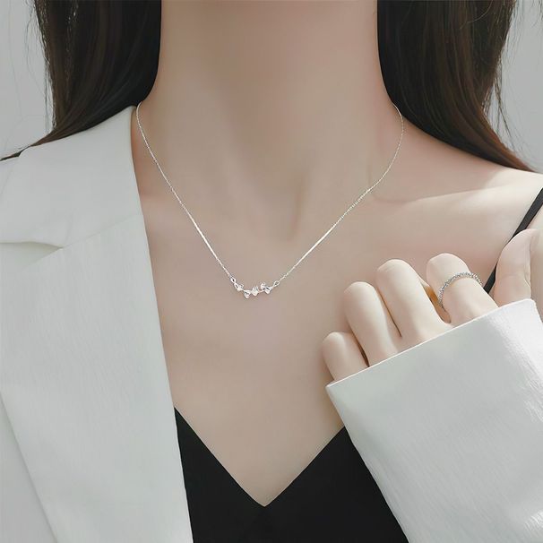 Collana da donna in argento puro 999 con foglia di ginkgo, design di nicchia leggero e lussuoso, ciondolo a catena per clavicola, semplice ed elegante._voghion.com
