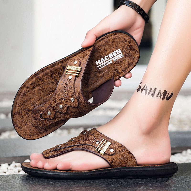 Männer Summer nei mëllen Buedem rutschfest Flip Flops fir Teenager Strandkleeder Casual Moud Pantoffelen_voghion.com