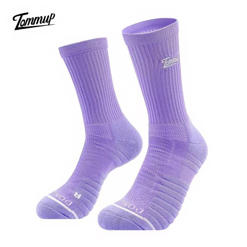 Basketballsocken, echte Kampfsocken, professionell, lang, hochgeschnitten, Handtuchunterseite, einfarbig, Laufsocken für_voghion.com