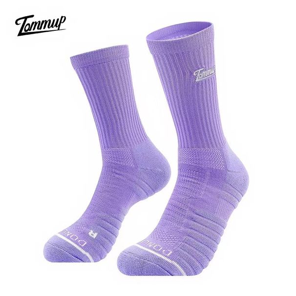 Basketballsocken, echte Kampfsocken, professionell, lang, hochgeschnitten, Handtuchunterseite, einfarbig, Laufsocken für_voghion.com