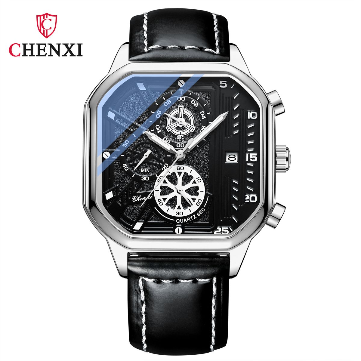 Men's Watches Square Multifunctional Men's Watch Wholesale Chronograph Calendar Luminous Belt Fashion Hot Quartz Watch_voghion.com