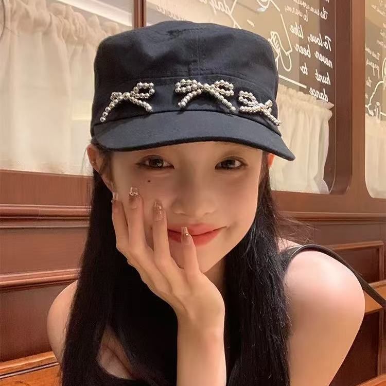 Women's 2024 New Spring And Summer Face Small Fragrant Bow Cap_voghion.com