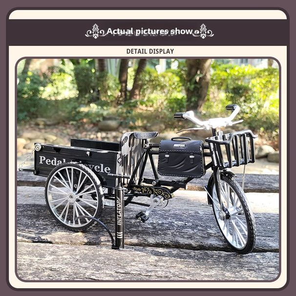 Neues nostalgisches Simulationslegierungs-Dreirad-Rikscha-Modell-Pritschenwagen-Wohnaccessoires Scenic Cross-Border-Live-Übertragungsgeschenke_voghion.com