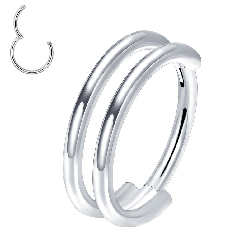 Men And Women's Jewelry G23 Titanium Seamless Ring Zircon Nose Ornaments Double Ring Nose Ring Ear Bone Ring Popular Body Piercing Ornaments_voghion.com