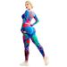 Cross-border European And American Fashion Printed High Elastic Sports Long Sleeve Hip-lifting Running Yoga Fitness Set_voghion.com