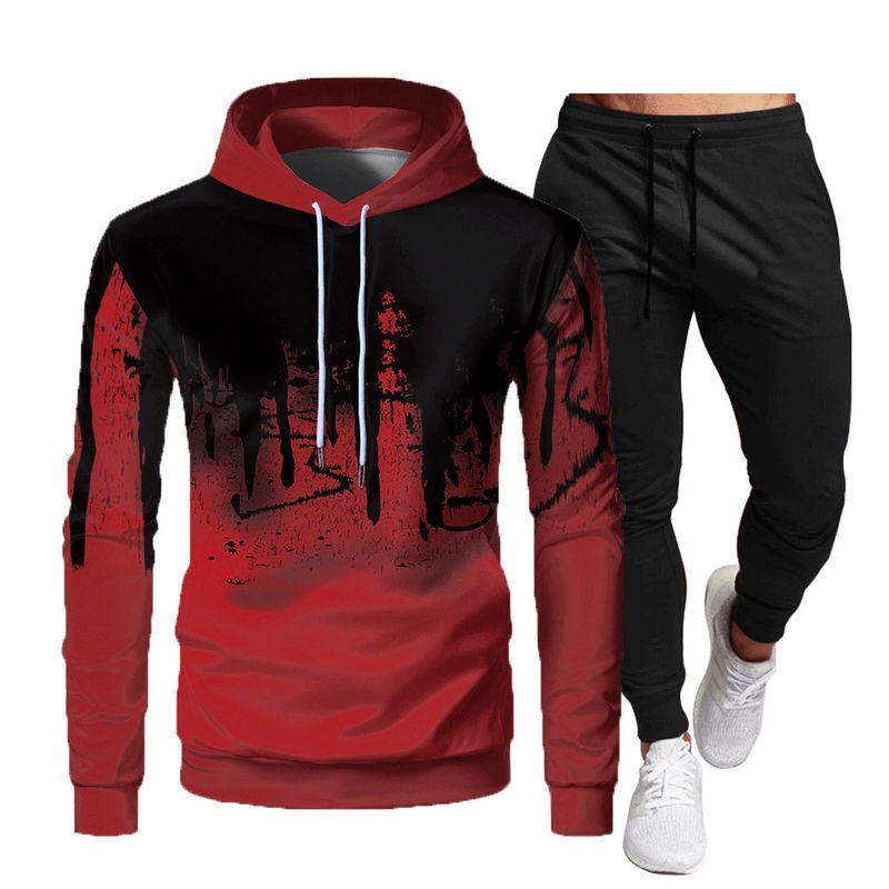 Men's sportswear hoodie 3D digital printed hoodie jumper casual personality two sets_voghion.com
